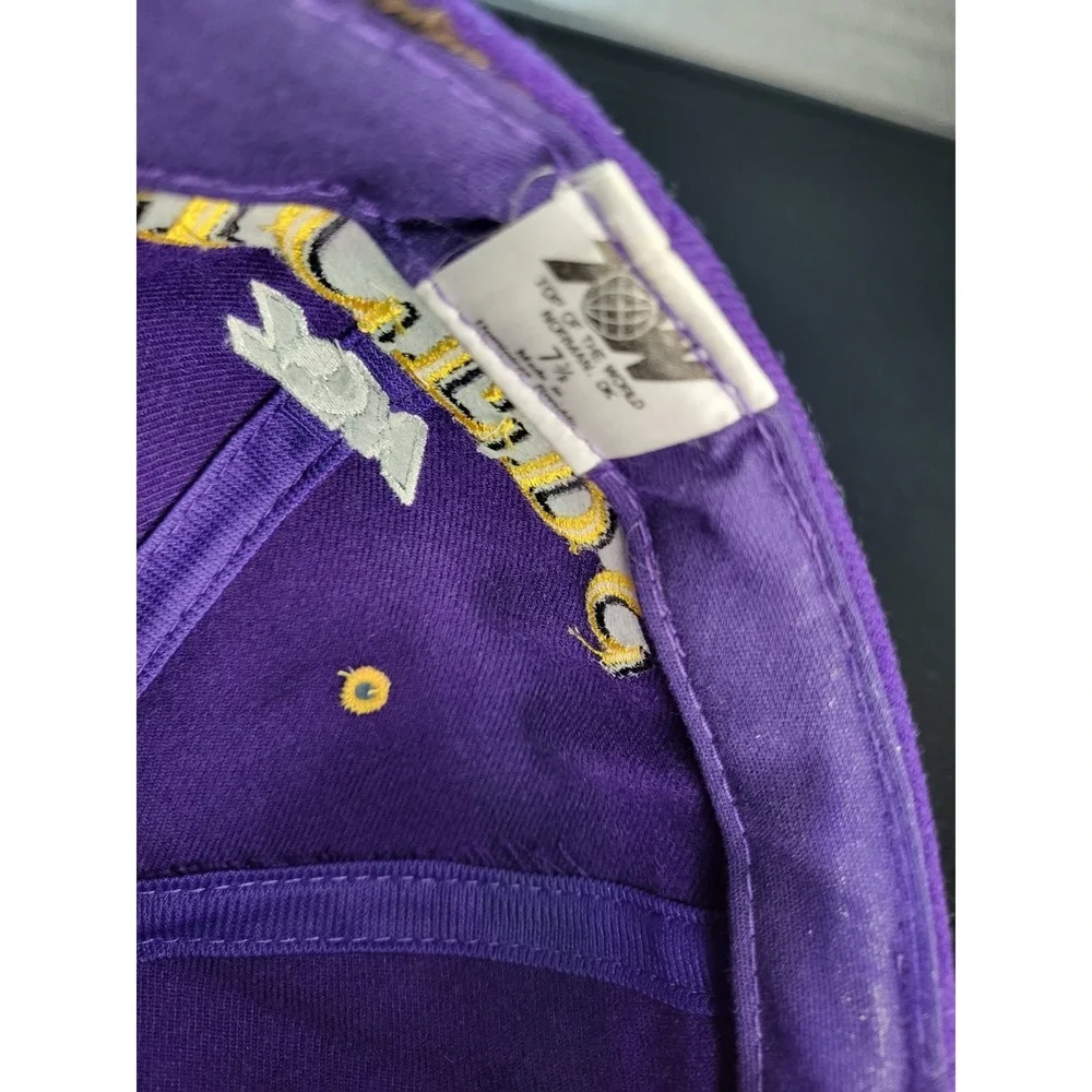 VTG LSU Tigers‎ Hat Cap Football All OVER PRINT RARE PURPLE 7 3/8 FITTED
